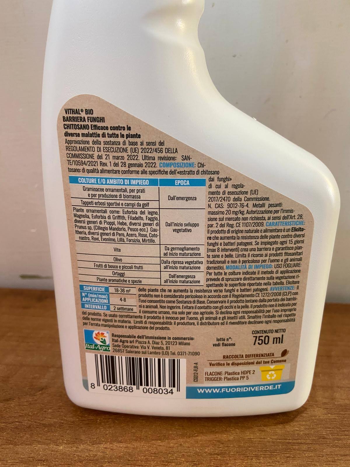 Vithal Bio Barriera Funghi 750 ml Pronto uso - Efficace contro le diverse malattie di tutte le piante