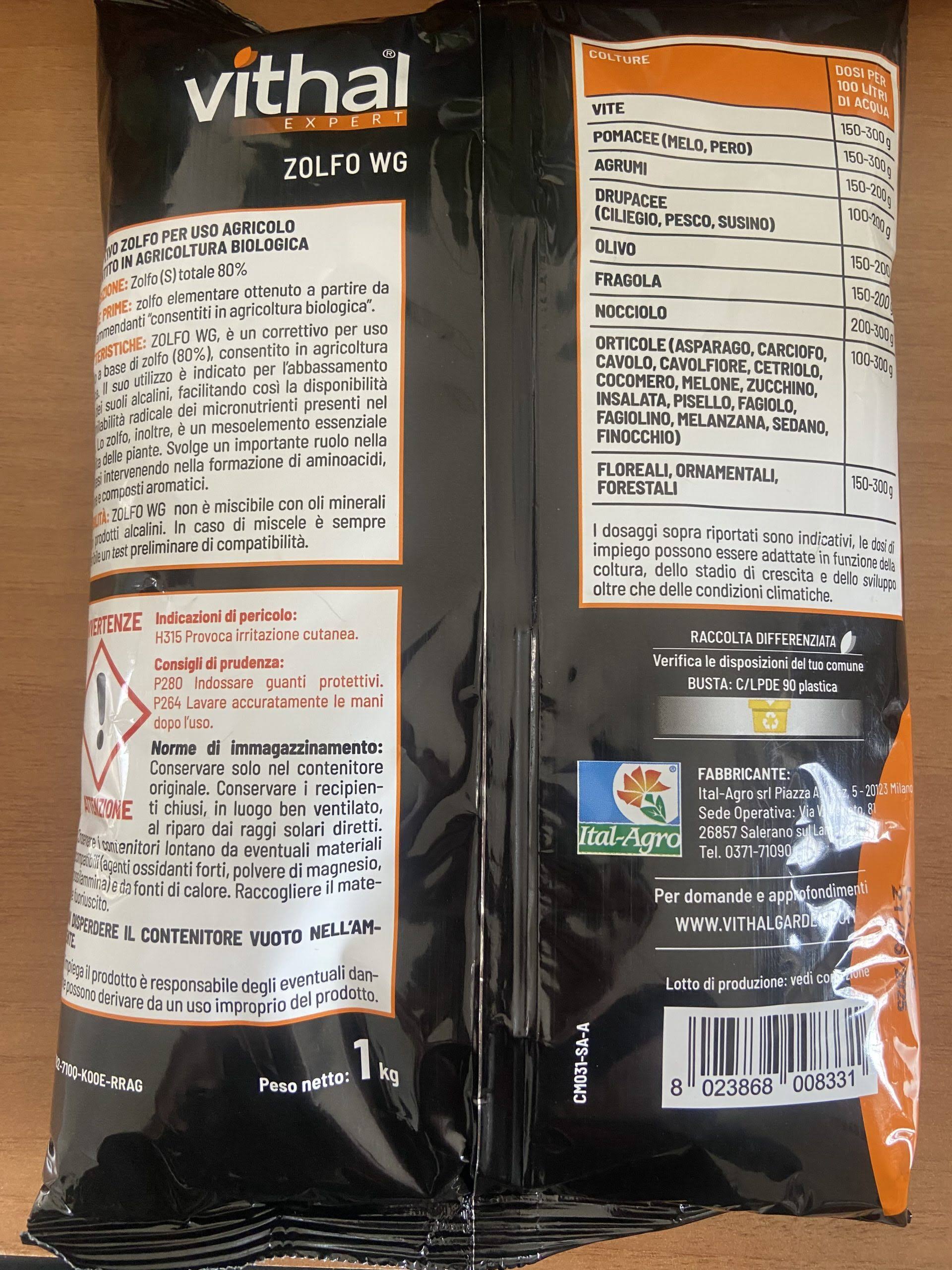 Zolfo WG, correttivo zolfo per uso agricolo BIO 1kg